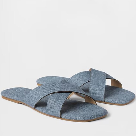 GAP Brushed Denim Blue Criss-Cross Sandals/NWT/9 - Picture 2 of 12
